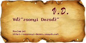Vázsonyi Dezső névjegykártya